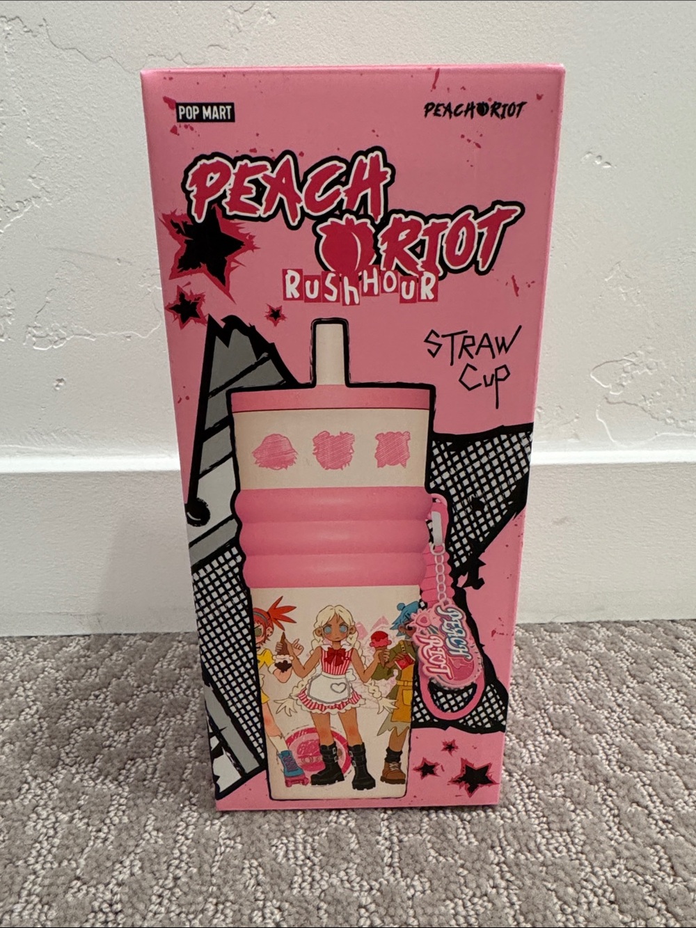 Peach Riot Pink Straw Cup from Pop Mart